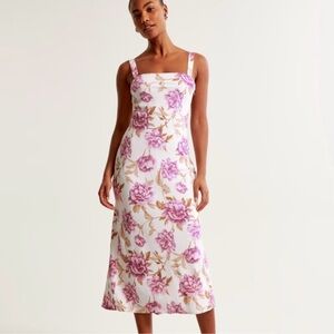 Abercrombie & Fitch Floral Crepe Midi Tie Back Dress